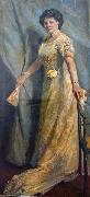 Max Slevogt Dame in gelbem Kleid mit gelber Rose oil painting
